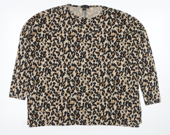 New Look Women’s Multicoloured Animal Print Top, M, Casual