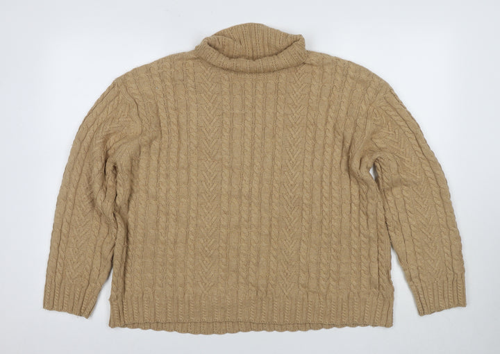 Marks and Spencer Women's Beige Cable-Knit Pullover, Size L