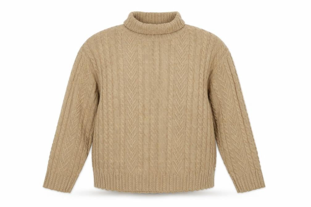 Front view of Marks & Spencer Women's Beige Cable-Knit Pullover, size L