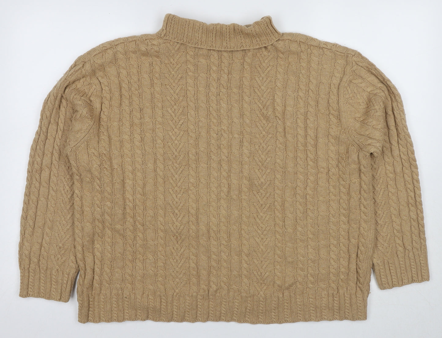 Marks and Spencer Women's Beige Cable-Knit Pullover, Size L