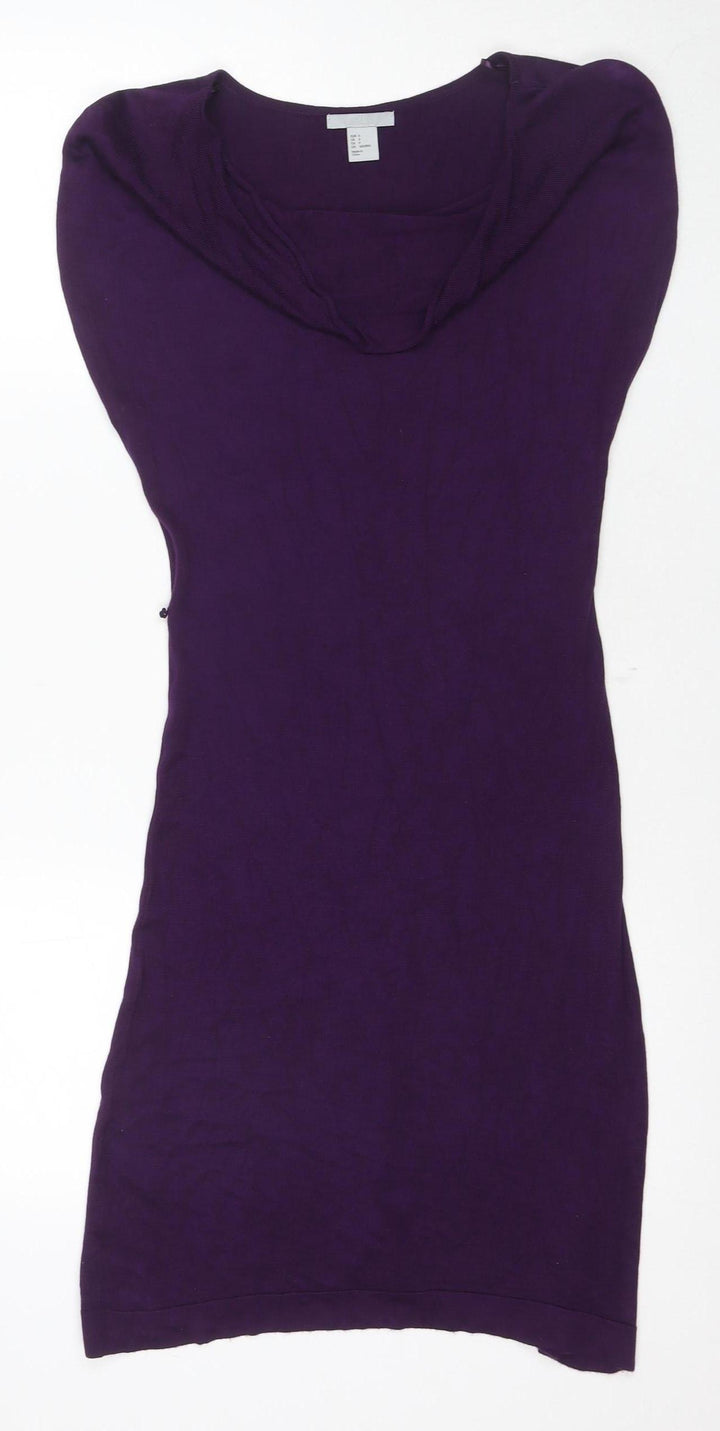 H&M Women's Purple Scoop Neck Jersey Dress Size S