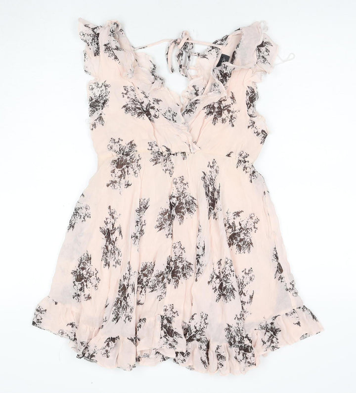 Topshop Women's Pink Wrap Dress Size 6 Floral