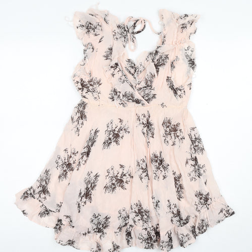 Topshop Women's Pink Wrap Dress Size 6 Floral
