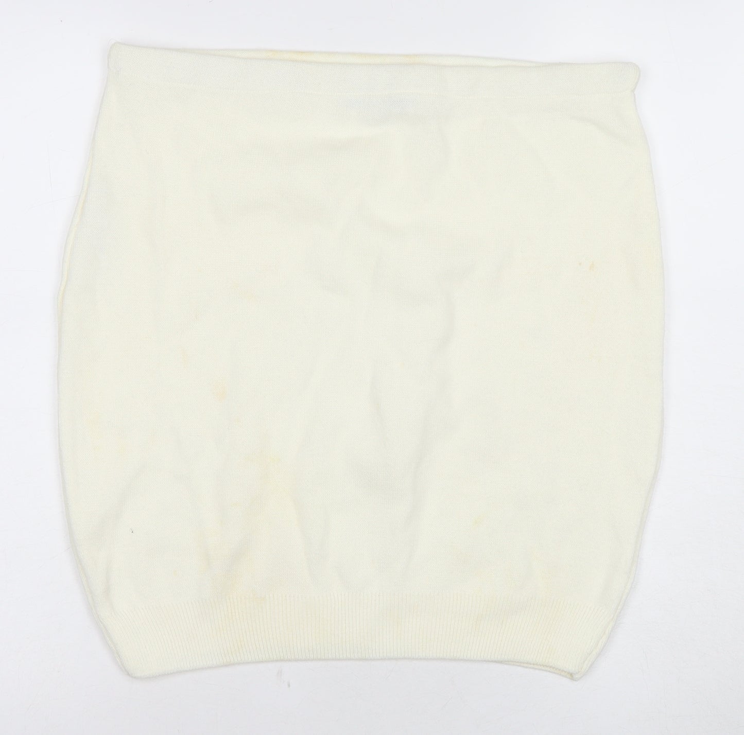 PrettyLittleThing Women's White Knit Skirt 2XL