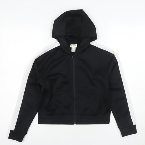 H&M Girls Black Full Zip Hoodie 8-10Y Long Sleeve