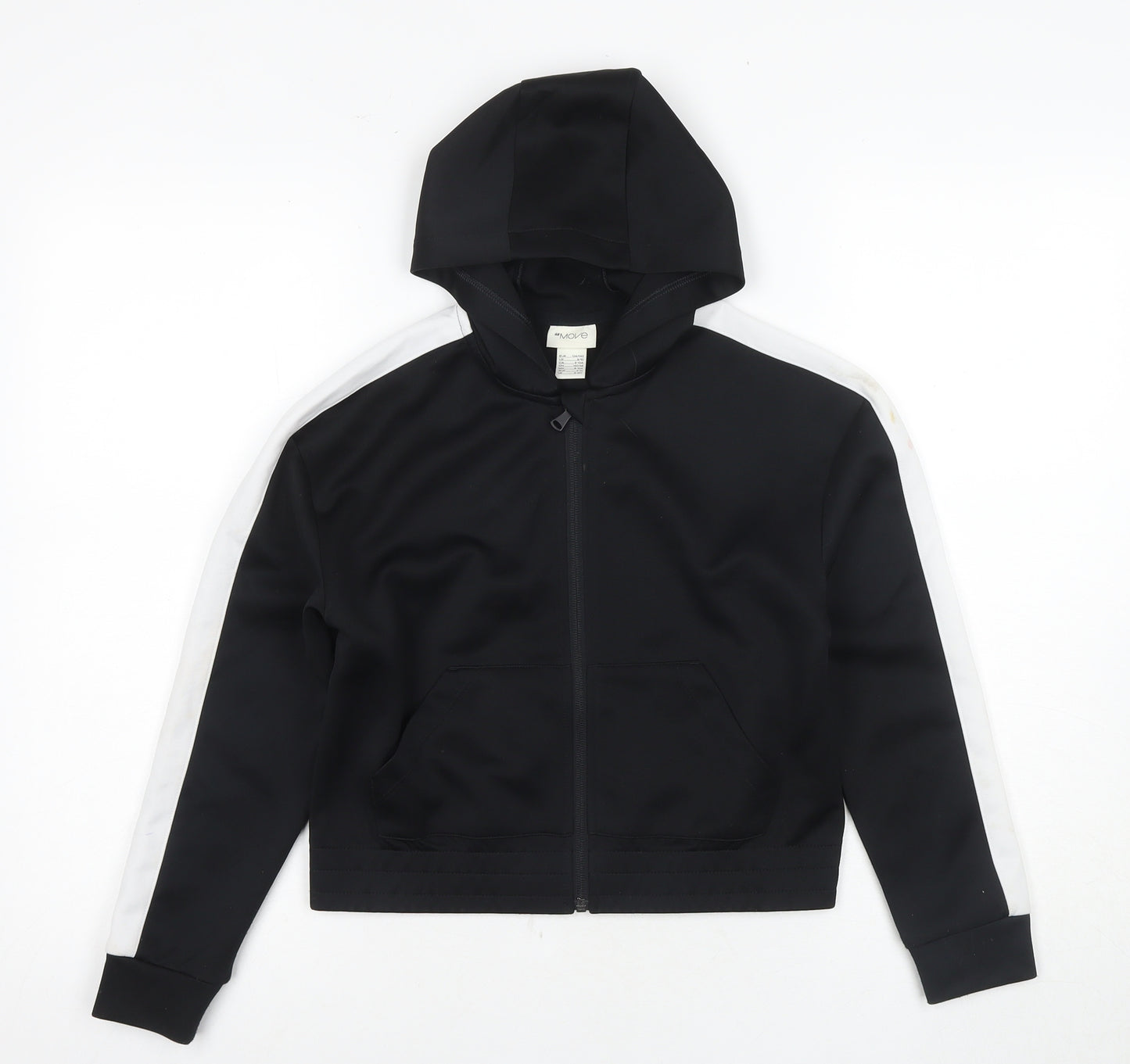 H&M Girls Black Full Zip Hoodie 8-10Y Long Sleeve