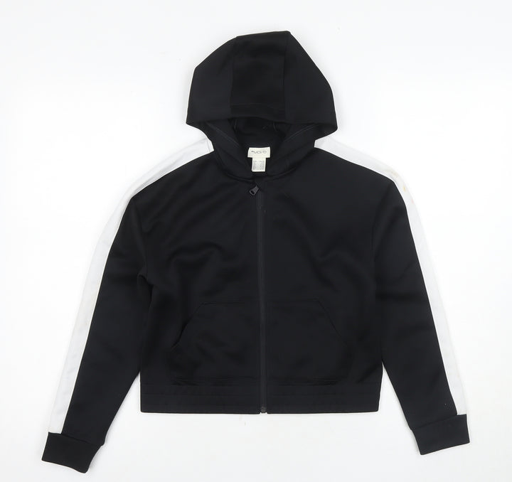 H&M Girls Black Full Zip Hoodie 8-10Y Long Sleeve
