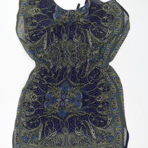 Mango Women's Blue Strapless Paisley Dress Size 10