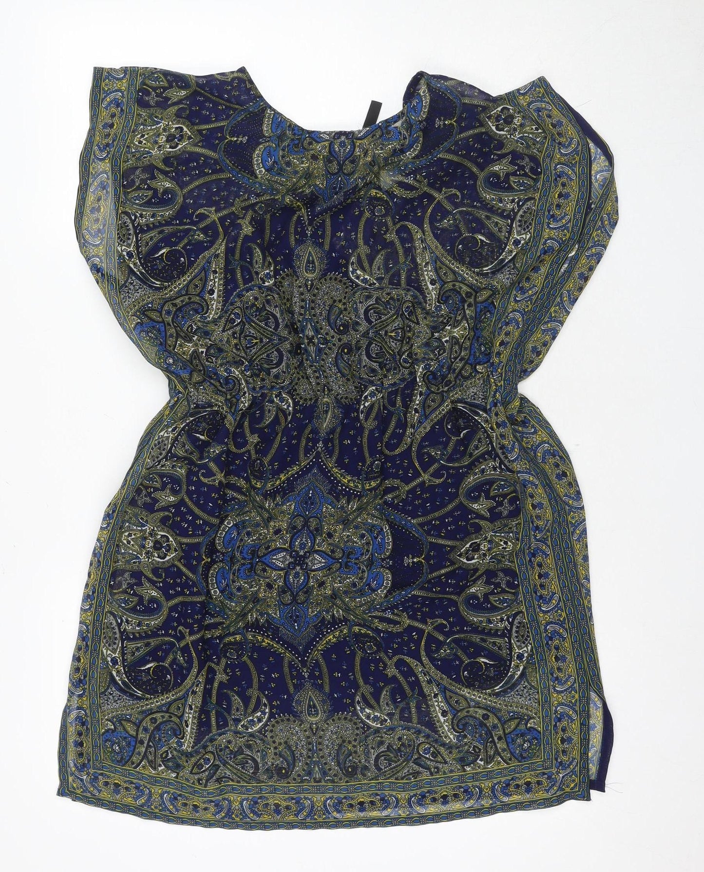 Mango Women's Blue Strapless Paisley Dress Size 10