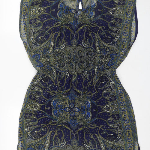 Mango Women's Blue Strapless Paisley Dress Size 10