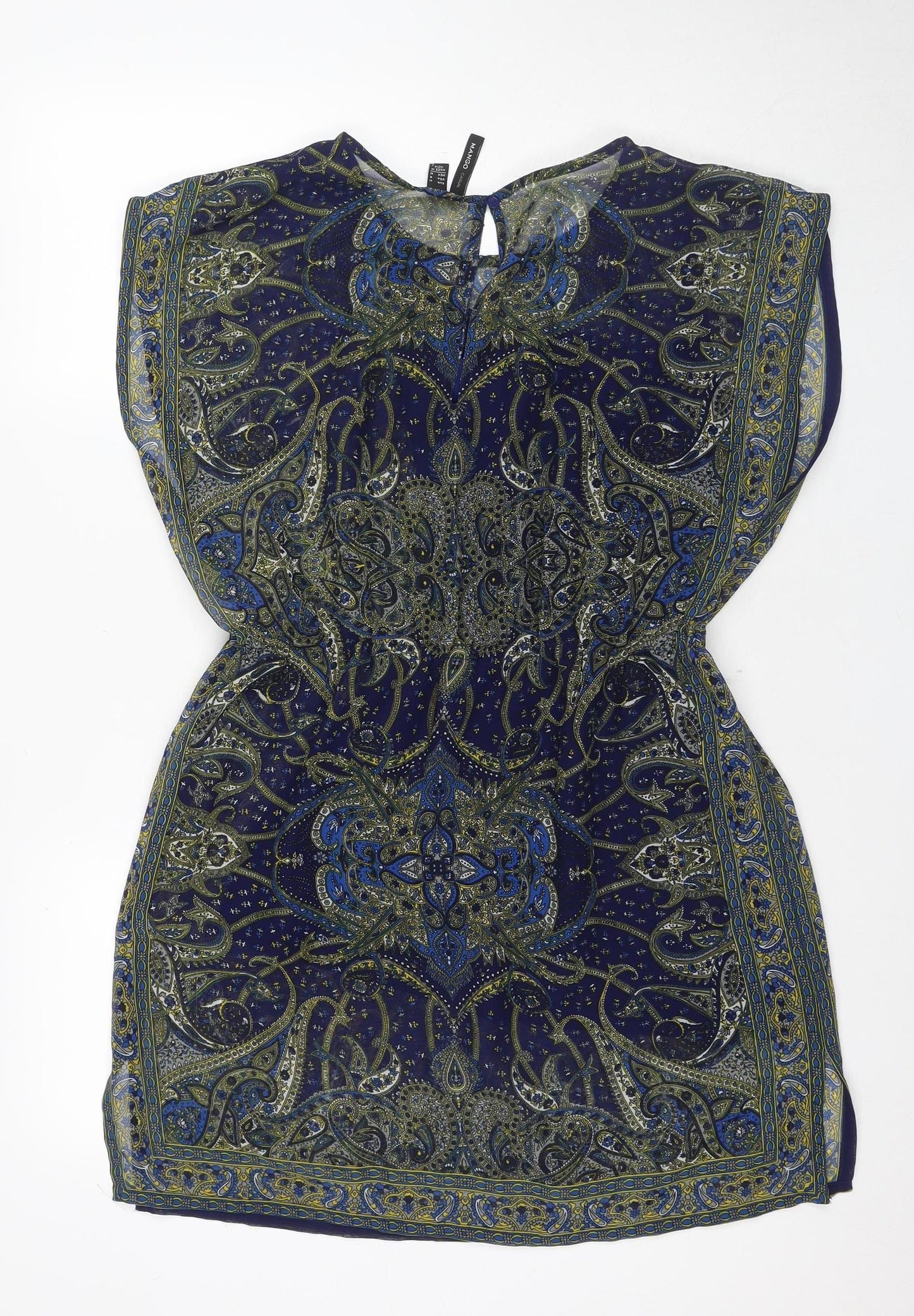 Mango Women's Blue Strapless Paisley Dress Size 10