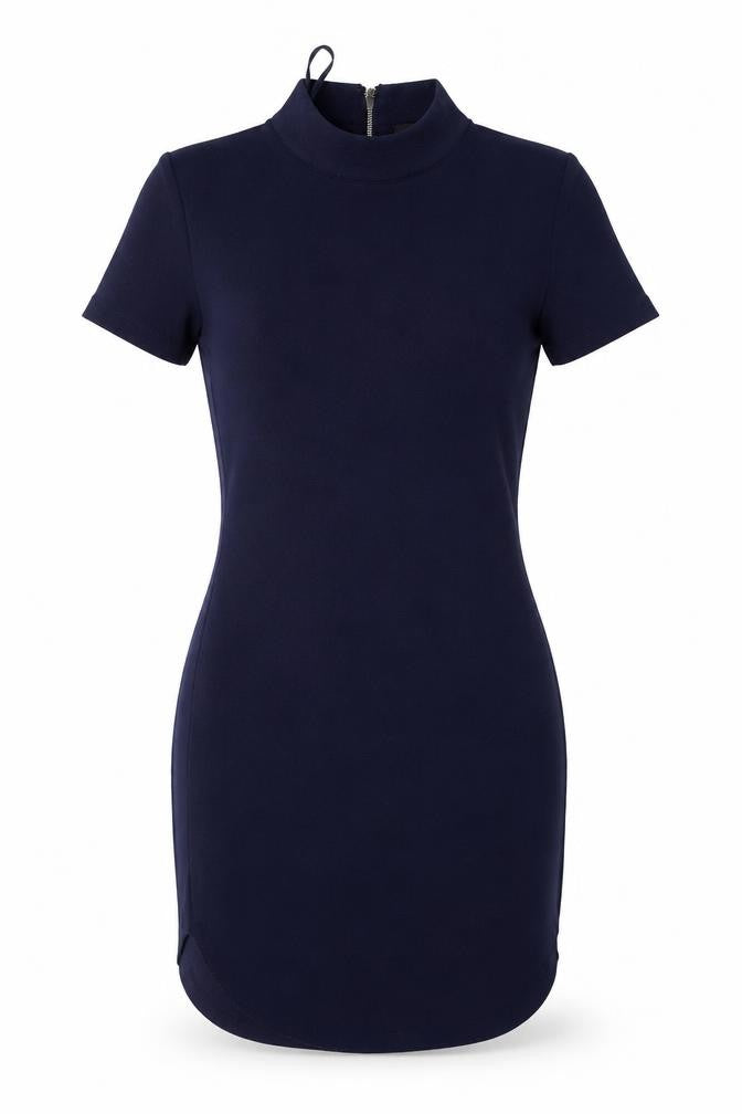 Front view of AX Paris Women Blue, size 6, Sheath with Zip Accent