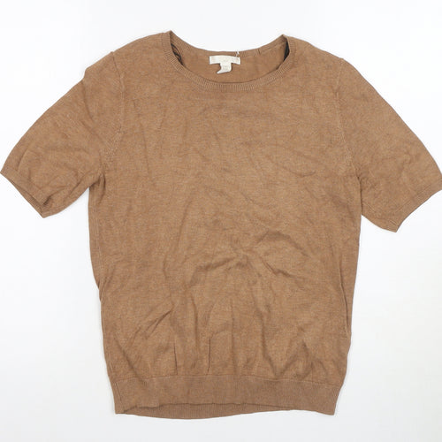 H&M Women's Brown Basic Short Sleeve T-Shirt, Size S