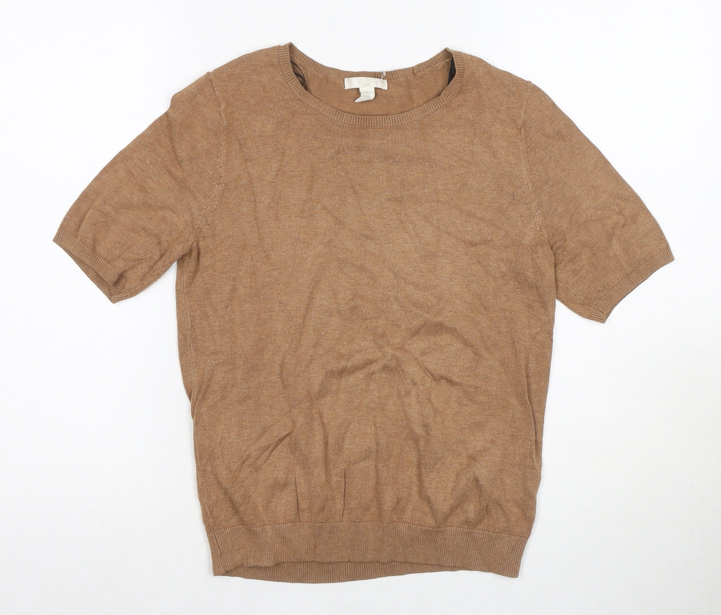H&M Women's Brown Basic Short Sleeve T-Shirt, Size S