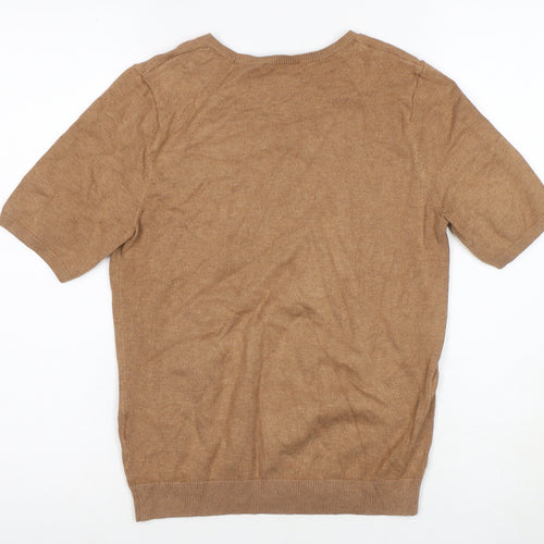 H&M Women's Brown Basic Short Sleeve T-Shirt, Size S