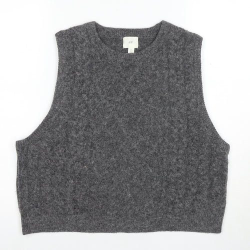 H&M Women's Grey Cable-Knit Vest - Size 12