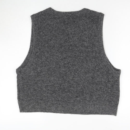 H&M Women's Grey Cable-Knit Vest - Size 12