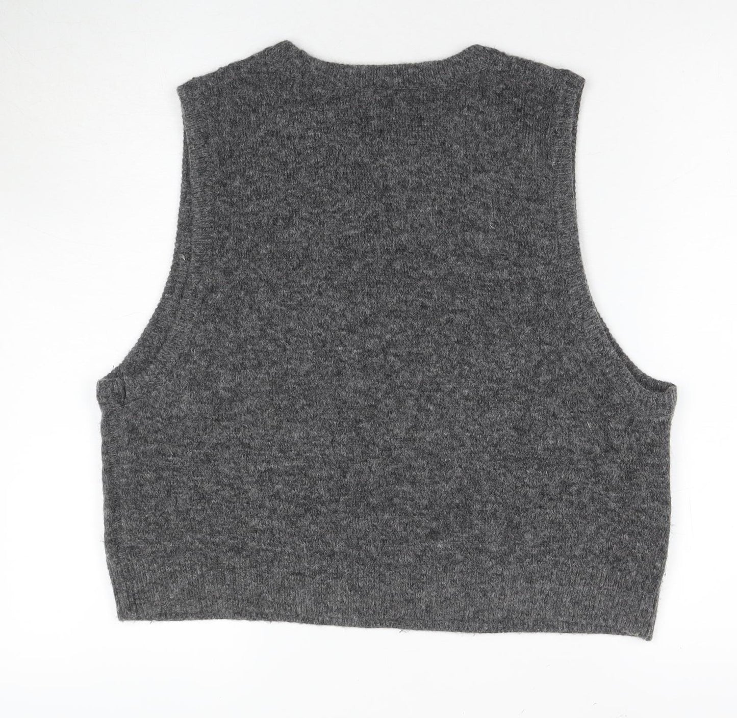 H&M Women's Grey Cable-Knit Vest - Size 12