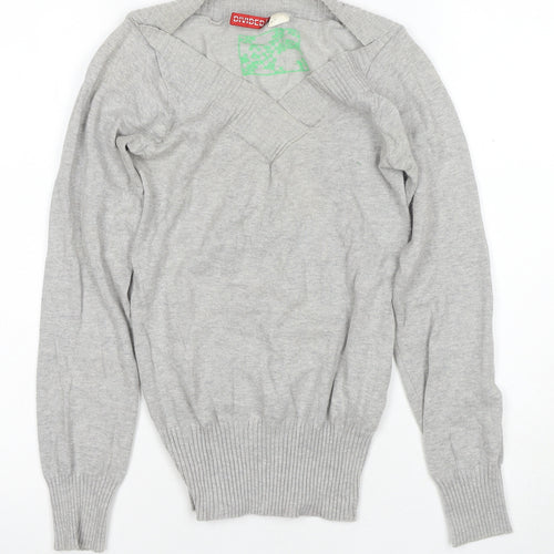 Divided Women's Grey V-Neck Pullover Jumper Size 4