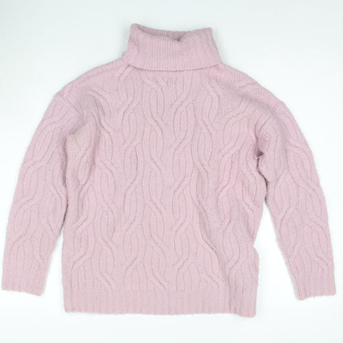 Marks and Spencer Women's Pink Roll Neck Jumper XS