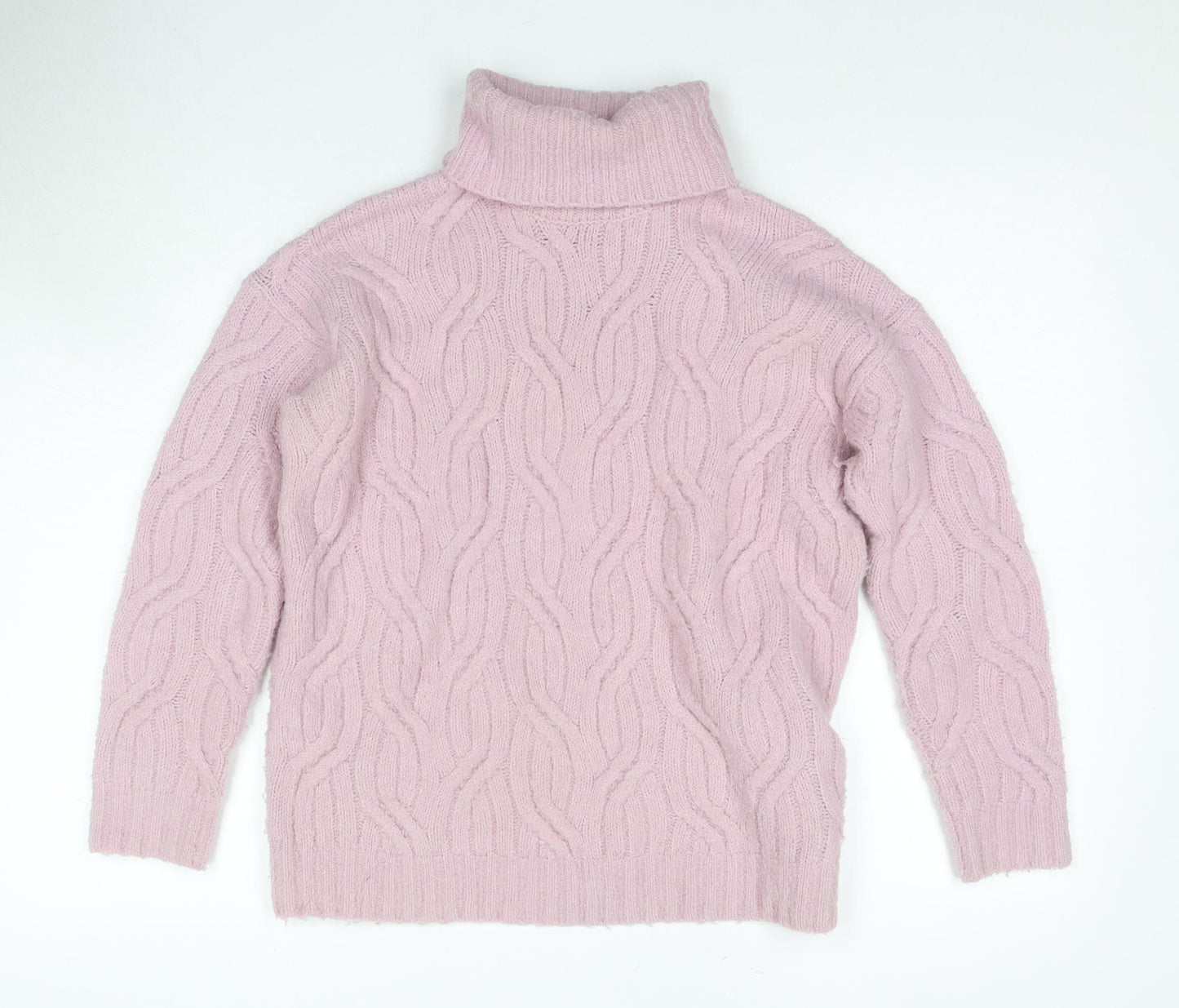 Marks and Spencer Women's Pink Roll Neck Jumper XS