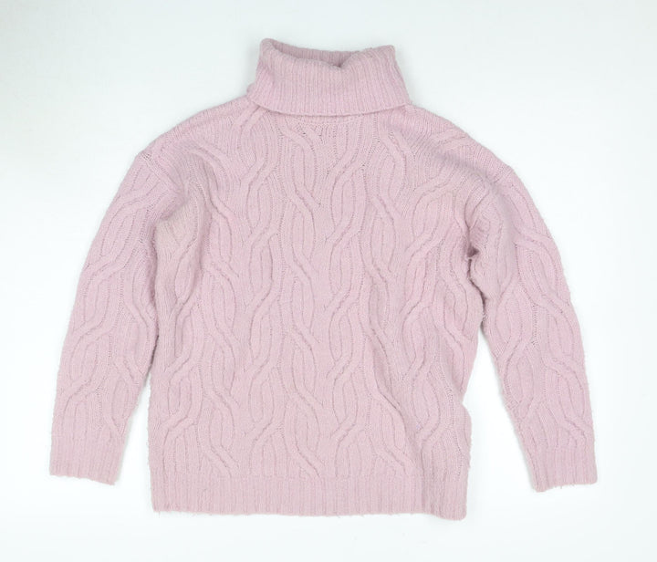 Marks and Spencer Women's Pink Roll Neck Jumper XS