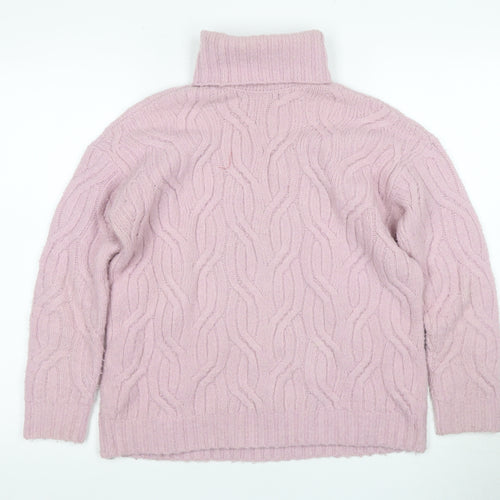 Marks and Spencer Women's Pink Roll Neck Jumper XS
