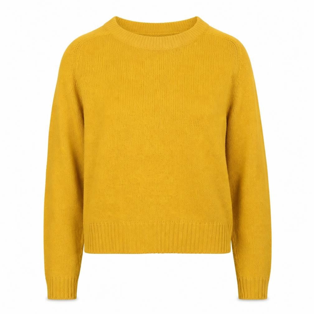Front view of H&M Women's Yellow Crew Neck Wool jumper XS