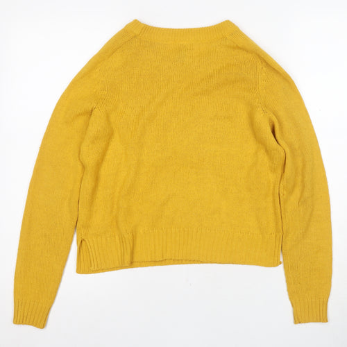 H&M Women's Yellow Crew Neck Wool Pullover Jumper XS