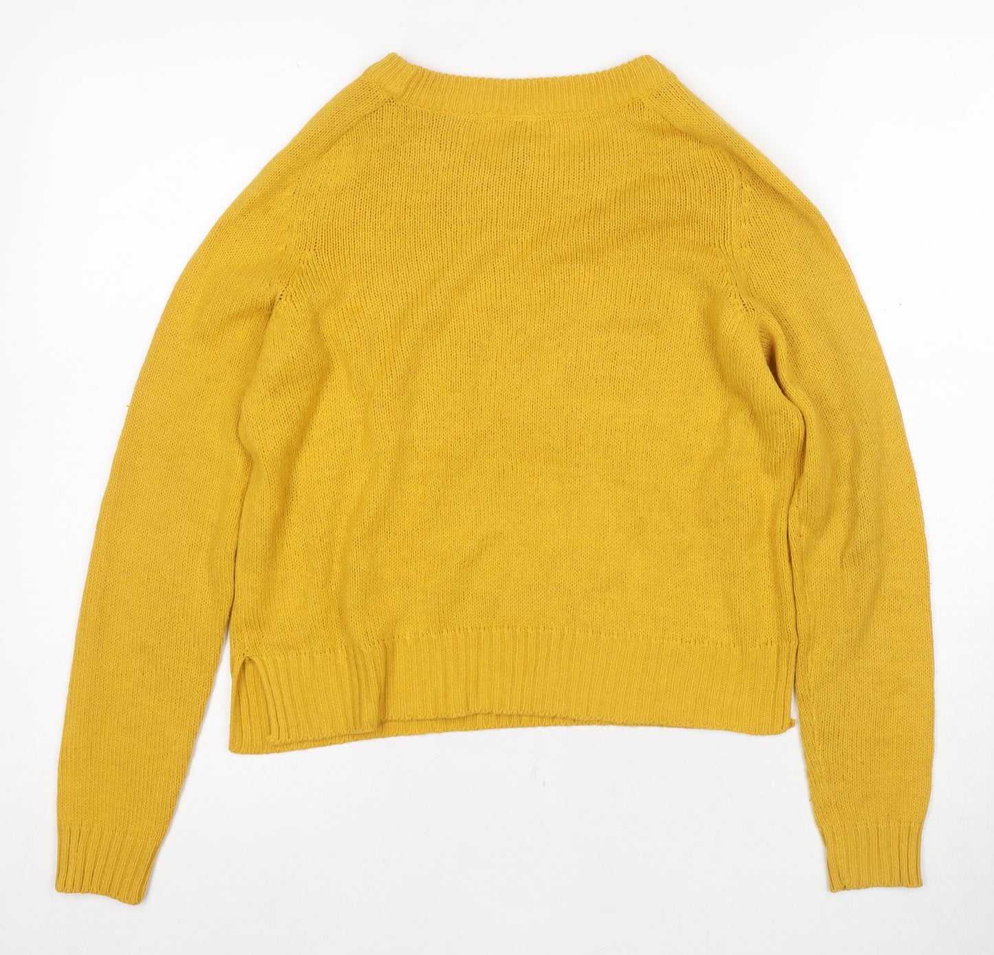 H&M Women's Yellow Crew Neck Wool Pullover Jumper XS