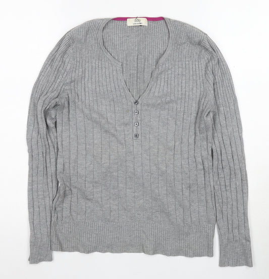 Marks & Spencer Women's Grey Henley Jumper Size 14