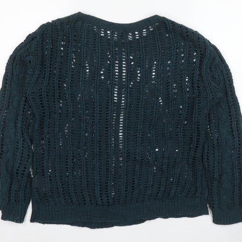 H&M Women's Green Pullover Jumper, Size S, Crew Neck