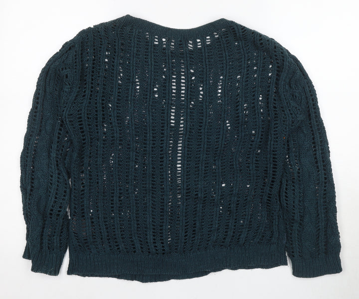 H&M Women's Green Pullover Jumper, Size S, Crew Neck