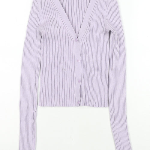 H&M Women's Purple V-Neck Cardigan M