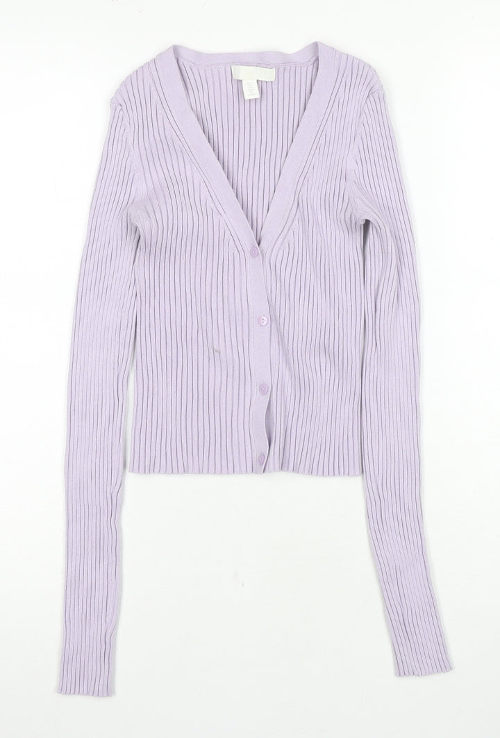 H&M Women's Purple V-Neck Cardigan M