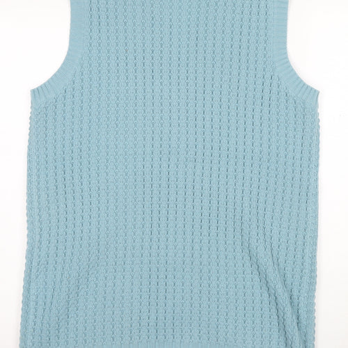 BM Women's Blue Sleeveless V-Neck Cardigan M Casual