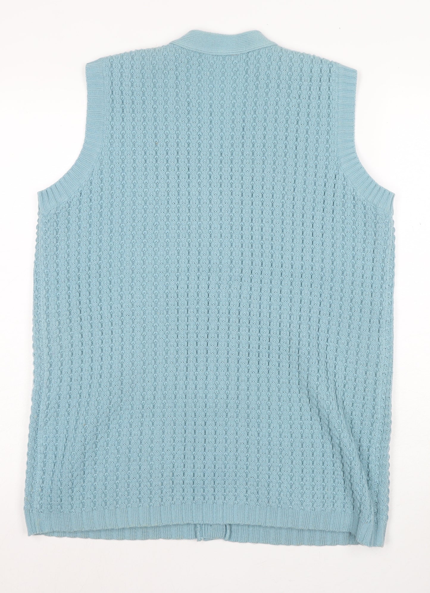 BM Women's Blue Sleeveless V-Neck Cardigan M Casual