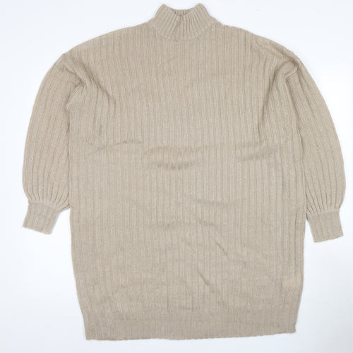 Nasty Gal Women's Beige High Neck Pullover Jumper S