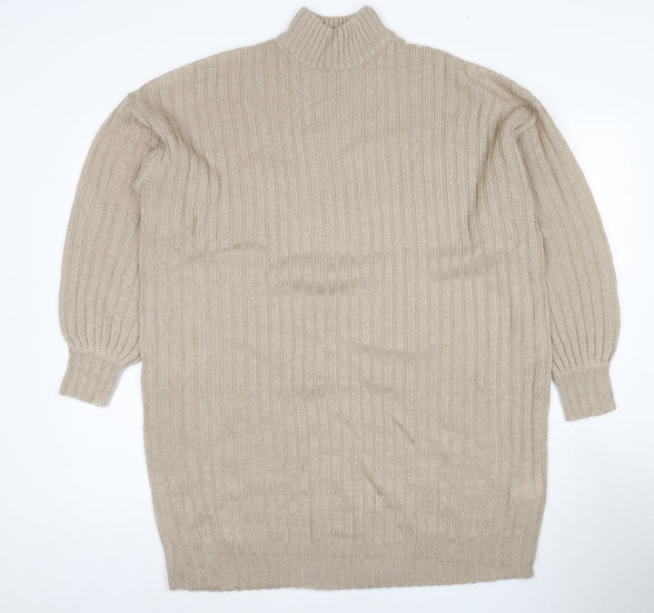 Nasty Gal Women's Beige High Neck Pullover Jumper S
