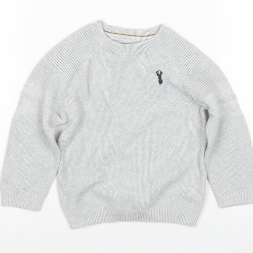 Next Boys Grey Cotton Pullover Jumper, Age 3 Years