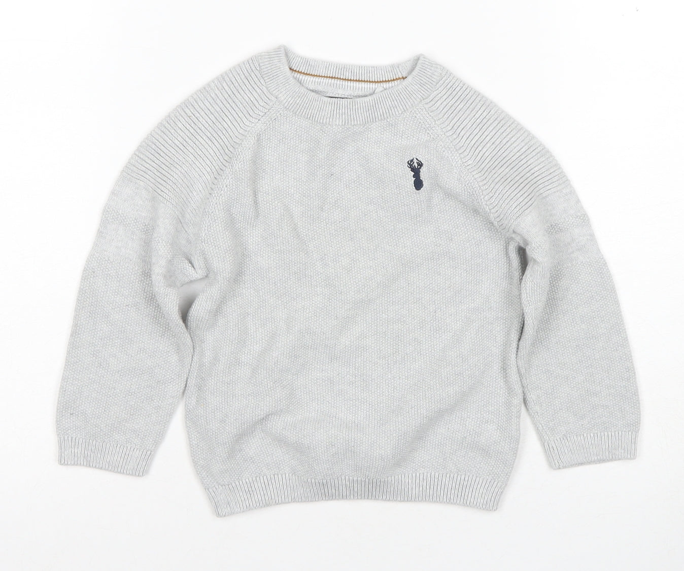 Next Boys Grey Cotton Pullover Jumper, Age 3 Years