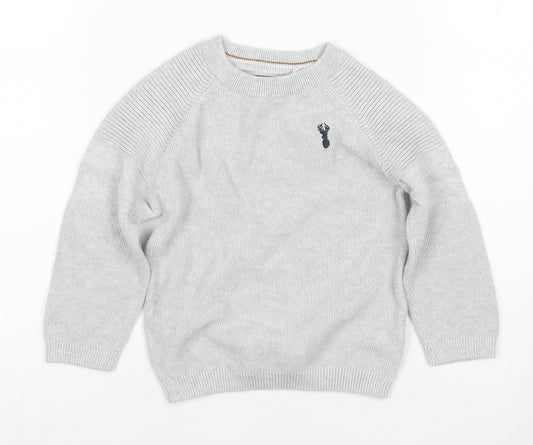 Next Boys Grey Cotton Pullover Jumper, Age 3 Years