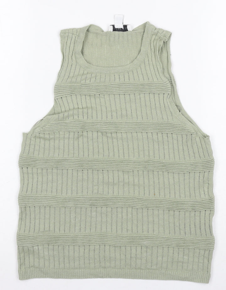 Topshop Women's Green Camisole Medium Knit Tank