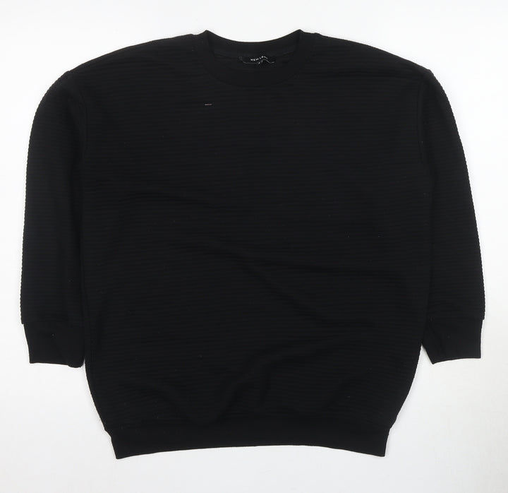 New Look Women's Black Long Sleeve Crew Neck Top, Size 8
