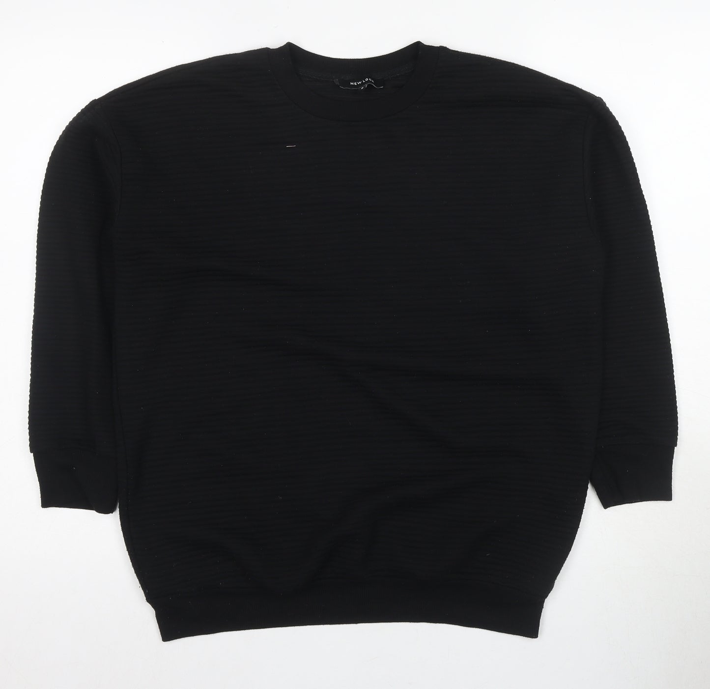New Look Women's Black Long Sleeve Crew Neck Top, Size 8