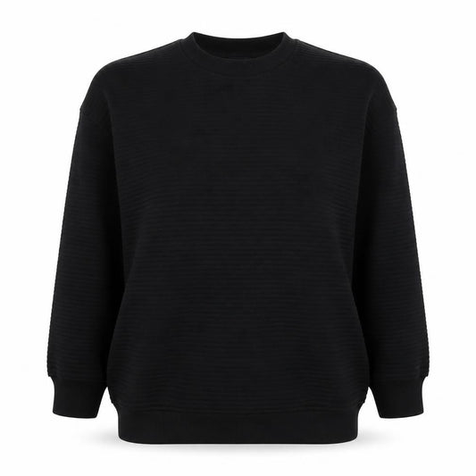 Front view of New Look Women's Black Long Sleeve Crew Neck Top, size 8