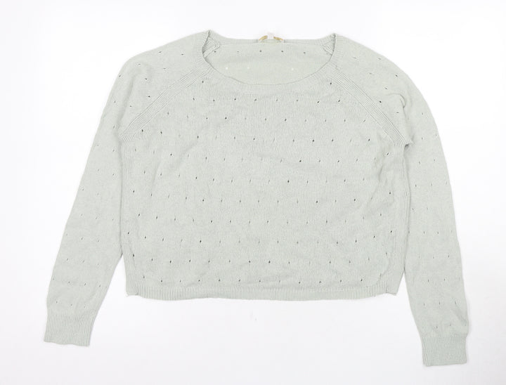 Intropia Women's Ivory Cotton Pullover Jumper L