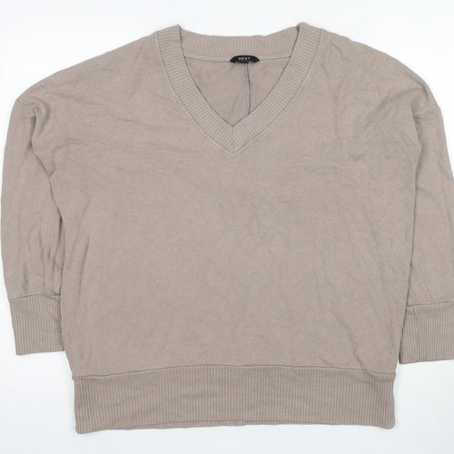 Next Men's Beige V-Neck Pullover Jumper, M, Casual