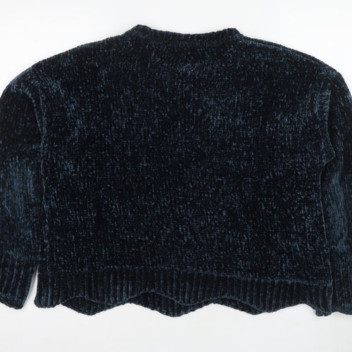Zara Knit Women's Blue Chunky-Knit Pullover Jumper Size 14
