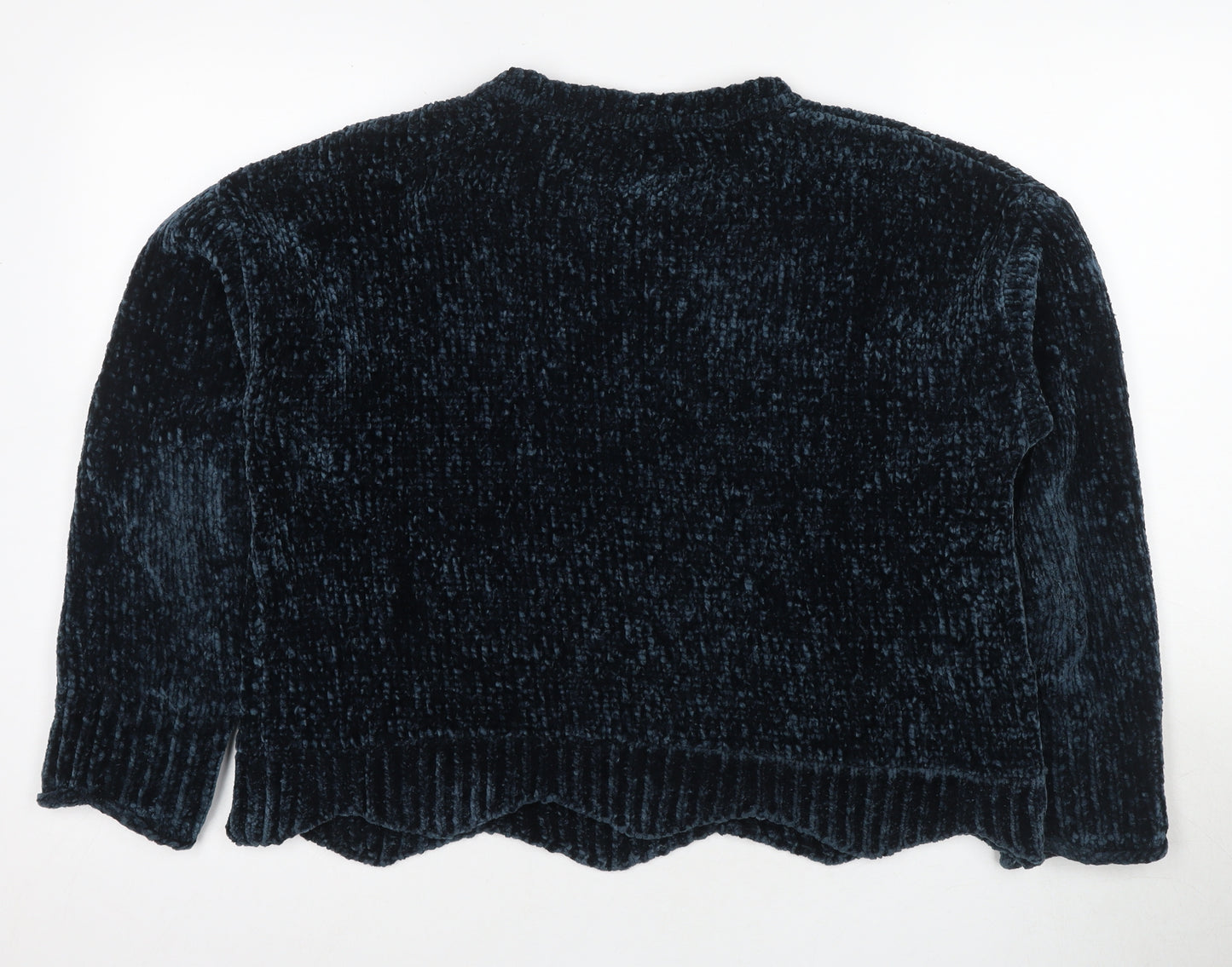 Zara Knit Women's Blue Chunky-Knit Pullover Jumper Size 14